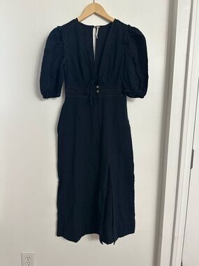 NWOT Free People Slow Pace Romantic Ruffles Femme Puff Sleeve Midi Dress